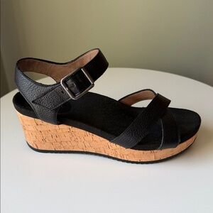 Abeo Black Cork Wedge Sandals